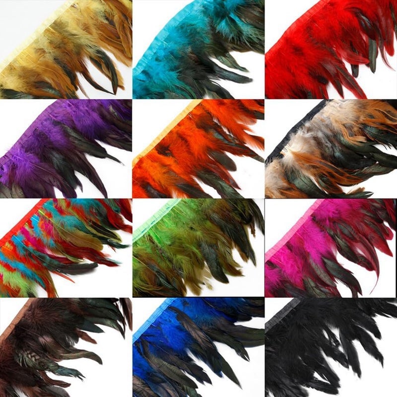 Sowder Rooster Hackle Feather Fringe Trim 5-7" in Width Pack of 5 Yards(Fuchsia) - Image 4